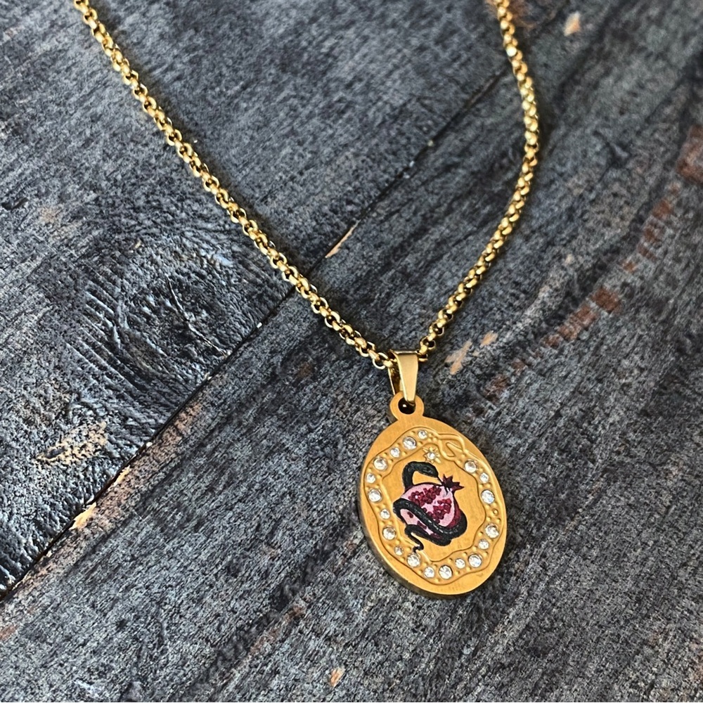 NEW Serpent & Pomegranate Rhinestone Layering Necklace - Picture 5 of 11
